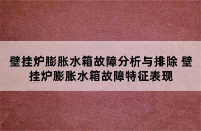 壁挂炉膨胀水箱故障分析与排除 壁挂炉膨胀水箱故障特征表现